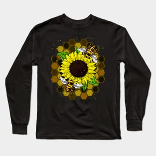 Sunflower Hippie Bees Long Sleeve T-Shirt